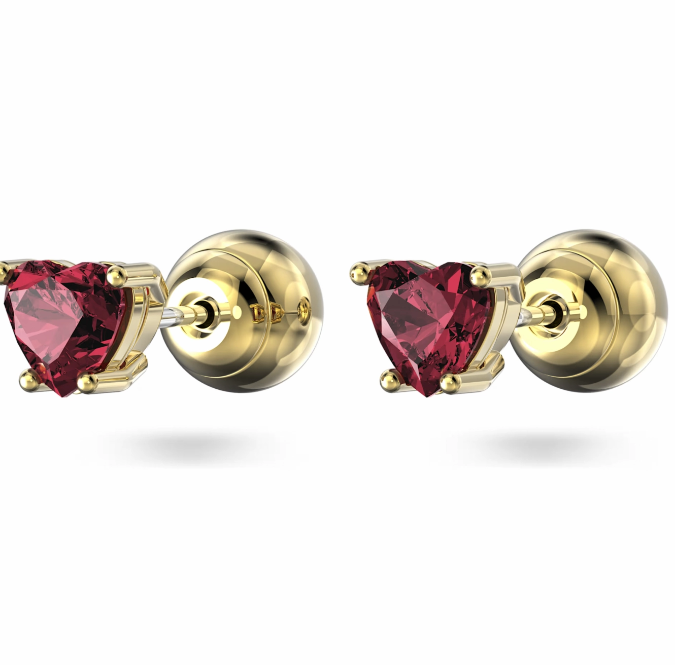 Chroma Red Heart Gold Stud Earrings
