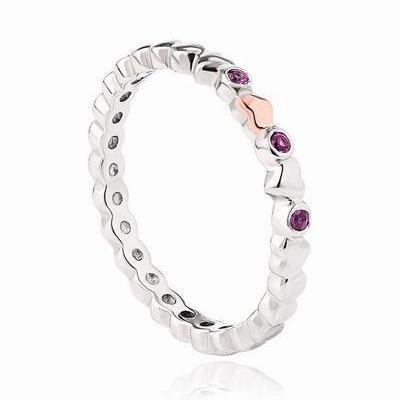 Clogau Affinity Sterling Silver Pink Sapphire Heart Stacking Ring