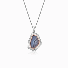 Clogau Capstones Sterling Silver Blue Agate Pendant D