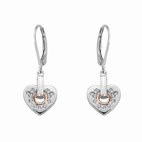 Clogau Cariad Sterling Silver Sparkle Heart Hook Earrings