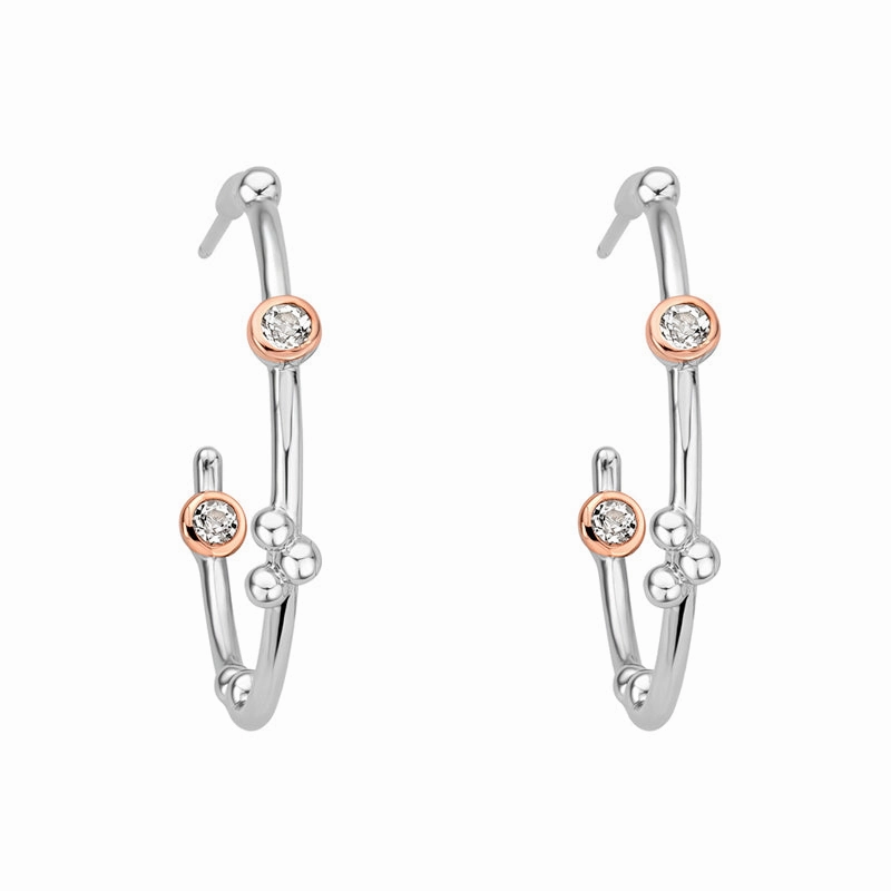 Clogau Celebration Sterling Silver Half Hoop Earrings