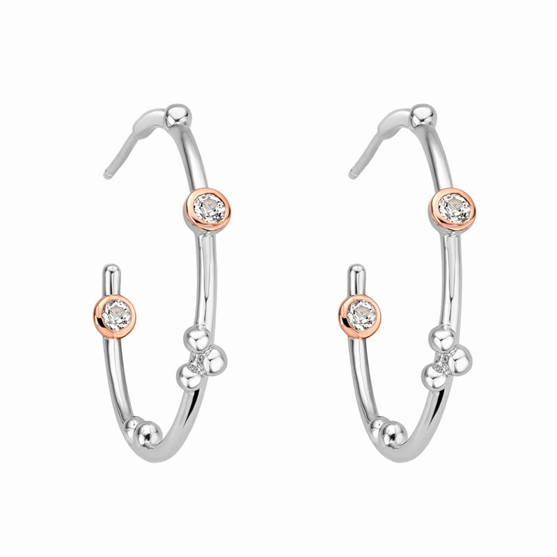 Clogau Celebration Sterling Silver Half Hoop Earrings