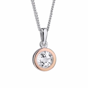 Clogau Celebration Sterling Silver Rose Gold White Topaz Necklace