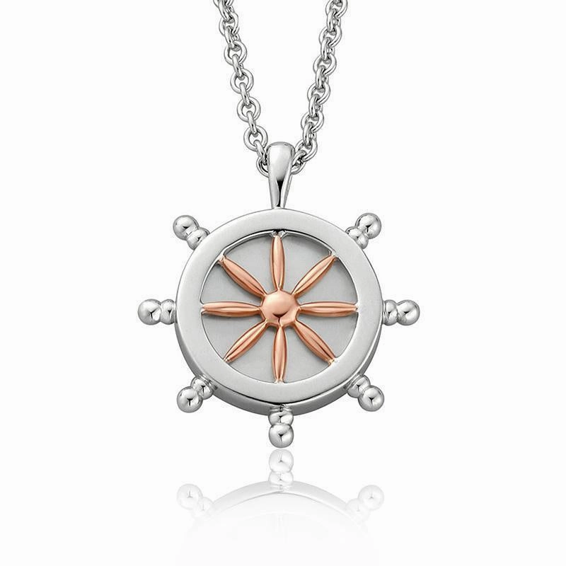 Clogau Journey Sterling Silver Ships Wheel Necklace D