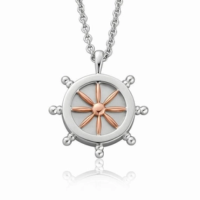 Clogau Journey Sterling Silver Ships Wheel Necklace D