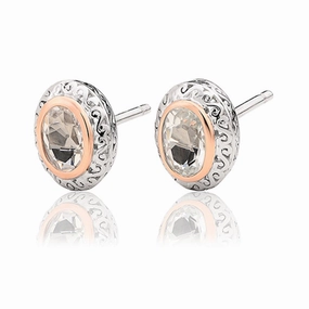 Clogau Magical Alice Sterling Silver Topaz Looking Glass Stud Earrings D
