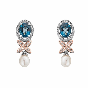 Clogau Queens Jubilee Superbloom London Blue Topaz Earrings D