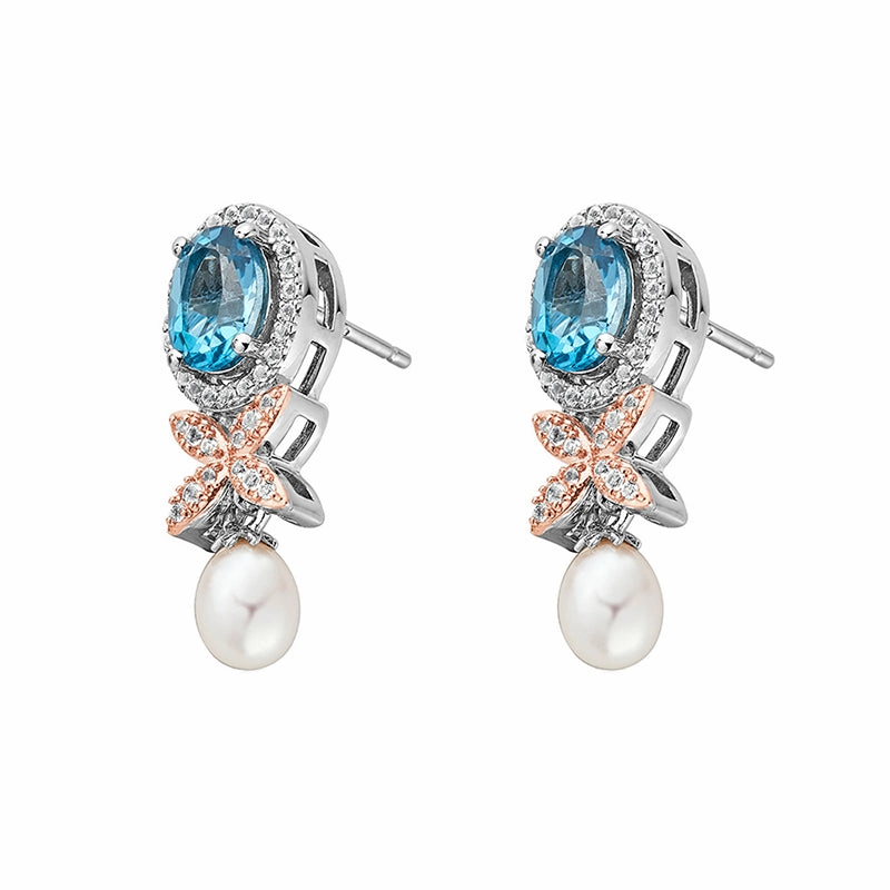 Clogau Queens Jubilee Superbloom London Blue Topaz Earrings D