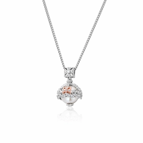 Clogau Royal Crown Sterling Silver White Topaz Pearl Pendant D
