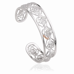 Clogau Royal Roses Sterling Silver White Topaz Bangle