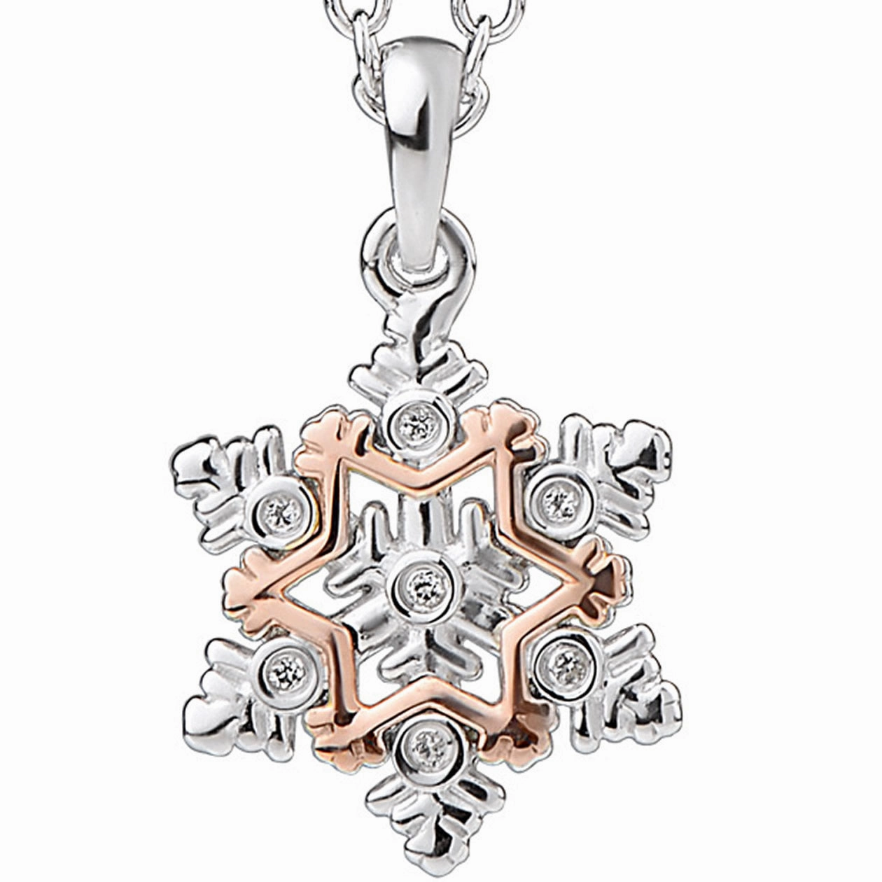 Clogau Snowflake Sterling Silver Swarovski White Topaz Necklace