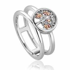Clogau Tree of Life Sterling Silver 9ct Rose Gold Vine Circle Ring D