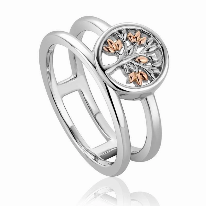 Clogau Tree of Life Sterling Silver 9ct Rose Gold Vine Circle Ring D