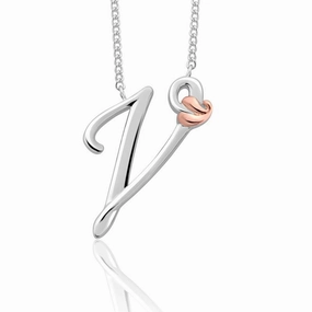 Clogau Tree of Life Sterling Silver Initials Letter V Necklace D