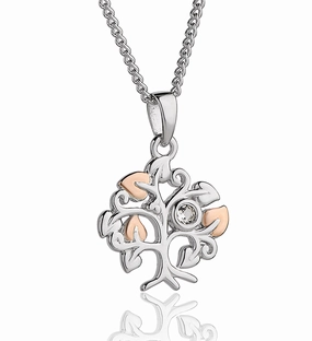 Clogau Tree Of Life Sterling Silver Rose Gold White Topaz Necklace