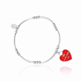 Clogau Welsh Heart Sterling Silver Red Enamel Affinity Bracelet