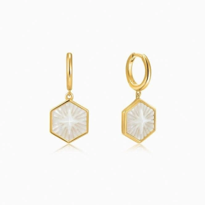 Compass Emblem Gold Huggie Hoop Earrings E030-04G