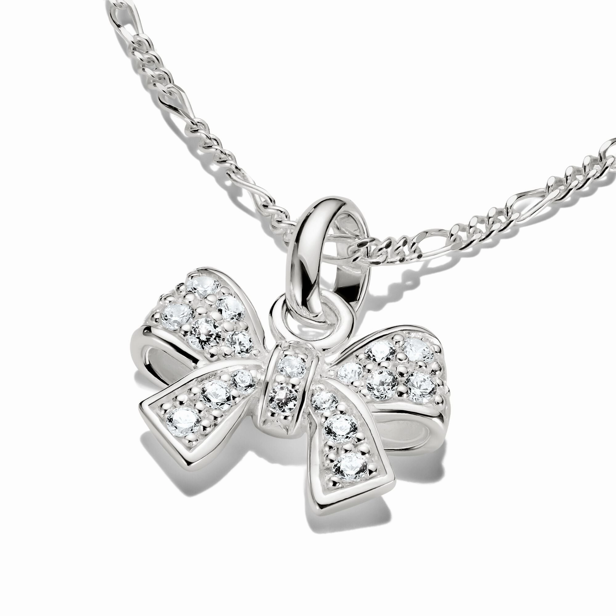 Connect Charm bow with stones in Silver
