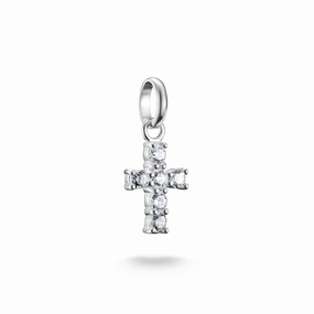 Connect Charm cross with white stones