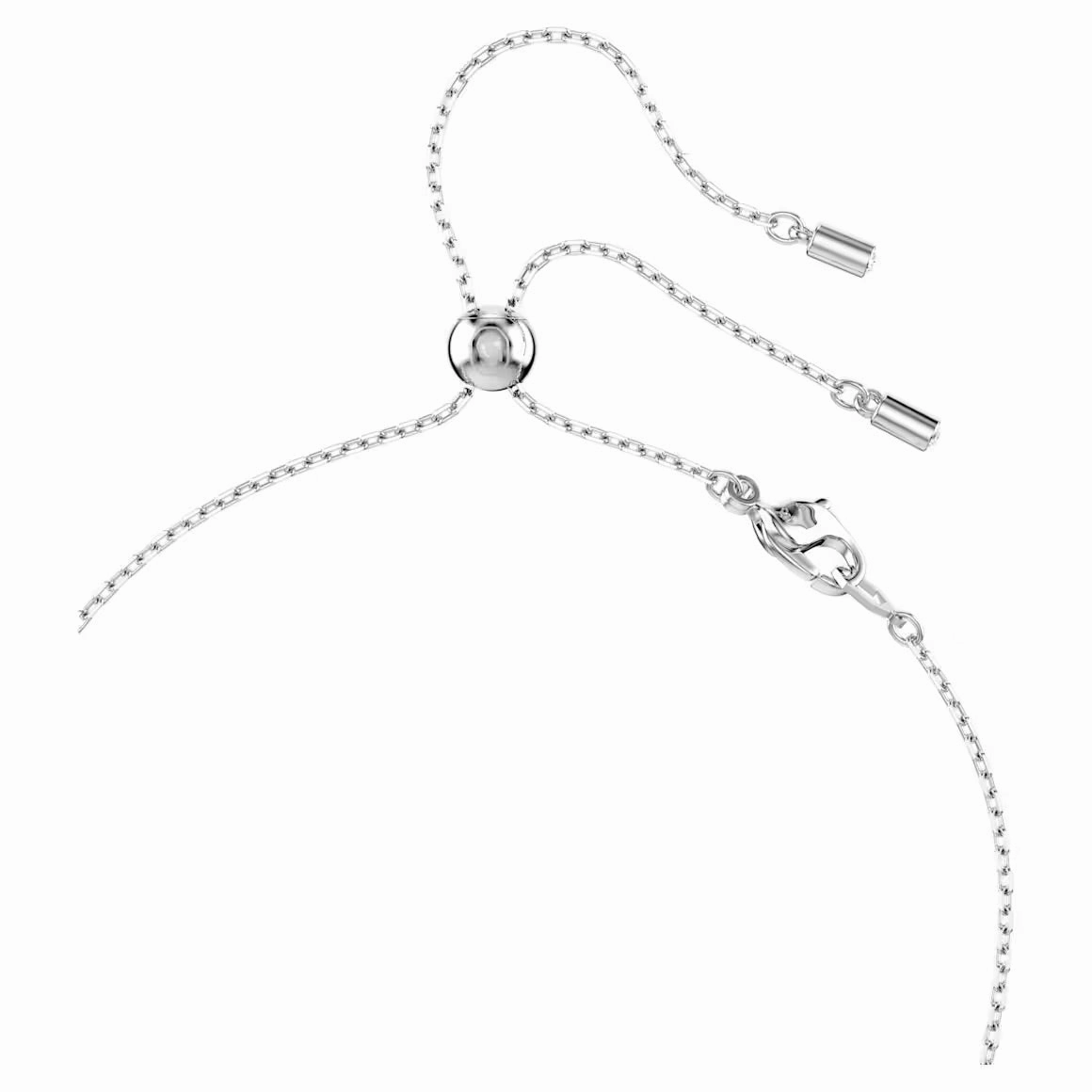 Constella Pearl & Round Cuts Silver Y Necklace