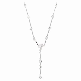 Constella Pearl & Round Cuts Silver Y Necklace