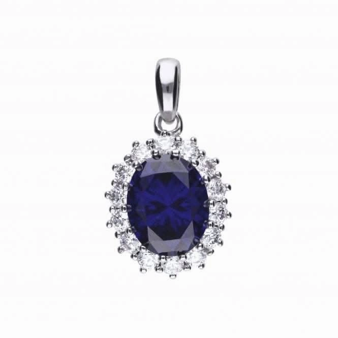 Cubic Zirconia Blue Oval Pave Pendant P4658