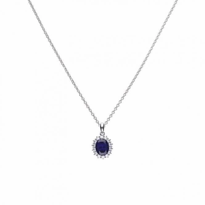 Cubic Zirconia Blue Oval Pave Pendant P4658