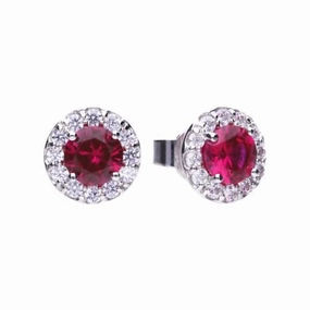 Cubic Zirconia Red Round Cluster Earrings E5654