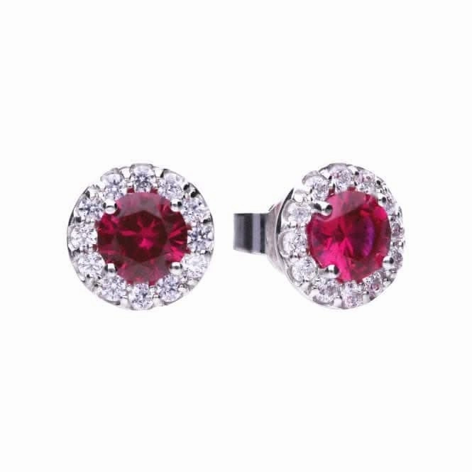Cubic Zirconia Red Round Cluster Earrings E5654