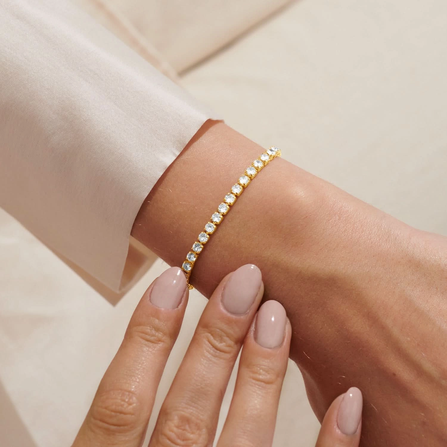 Cubic Zirconia Tennis Bar Gold Plated Bracelet 7889