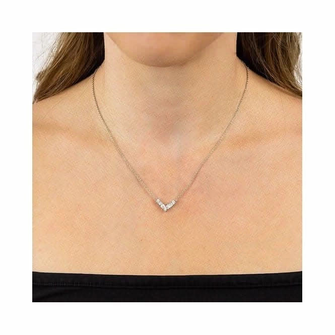 Dainty 'V' Baguette & Round Necklace N4470