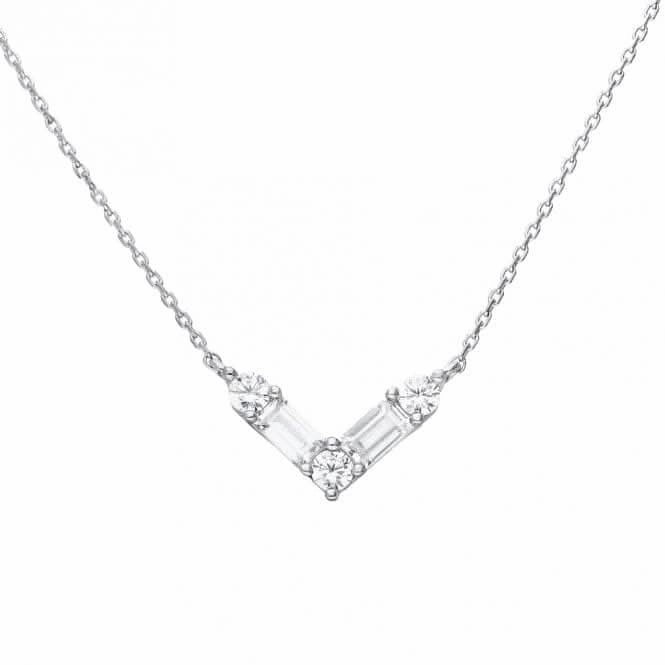 Dainty 'V' Baguette & Round Necklace N4470