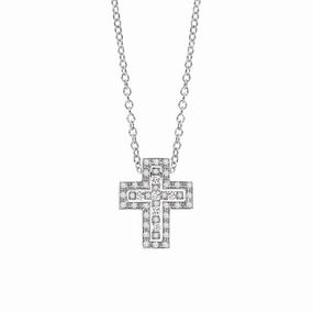 Damiani Belle Epoque 18ct White Gold 0.18ct Diamond Cross Necklace