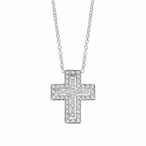 Damiani Belle Epoque 18ct White Gold 0.38ct Diamond Cross Necklace