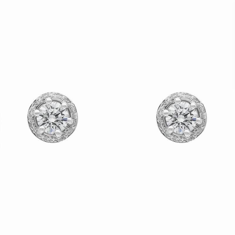Damiani Minou 18ct White Gold 0.50ct Diamond Round Cut Pave Stud Earrings