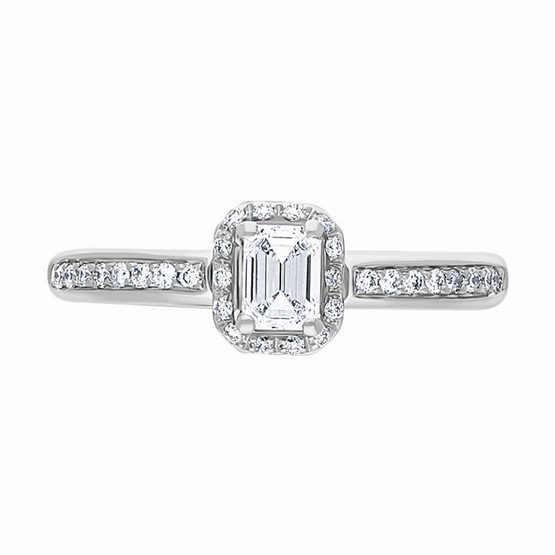 Damiani Minou Platinum 0.46ct Diamond Emerald Cut Pave Ring