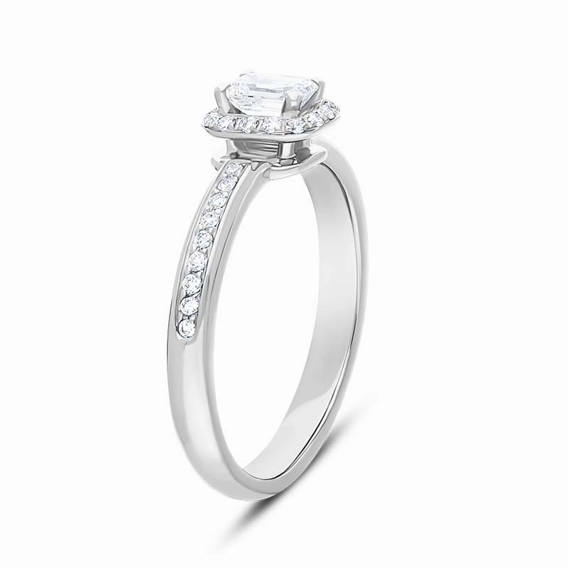 Damiani Minou Platinum 0.46ct Diamond Emerald Cut Pave Ring
