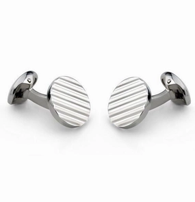 Deakin & Francis Cufflinks Sterling Silver Round Engine Turned Pattern