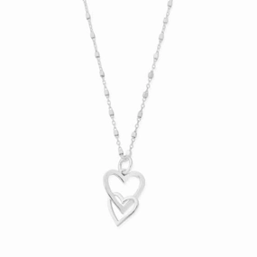 Delicate Cube Interlocking Love Heart Necklace SNDC572