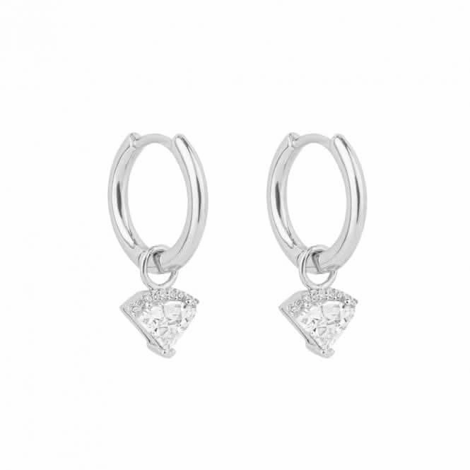 Diamond Shaped Zirconia Assembled Hoop Earrings E6196