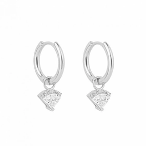 Diamond Shaped Zirconia Assembled Hoop Earrings E6196
