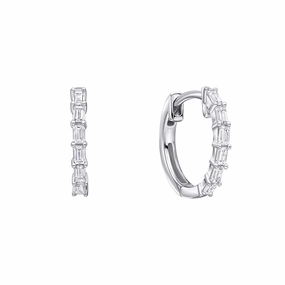 Diamonfire Baguette Cubic Zirconia Hoop Earrings E6598