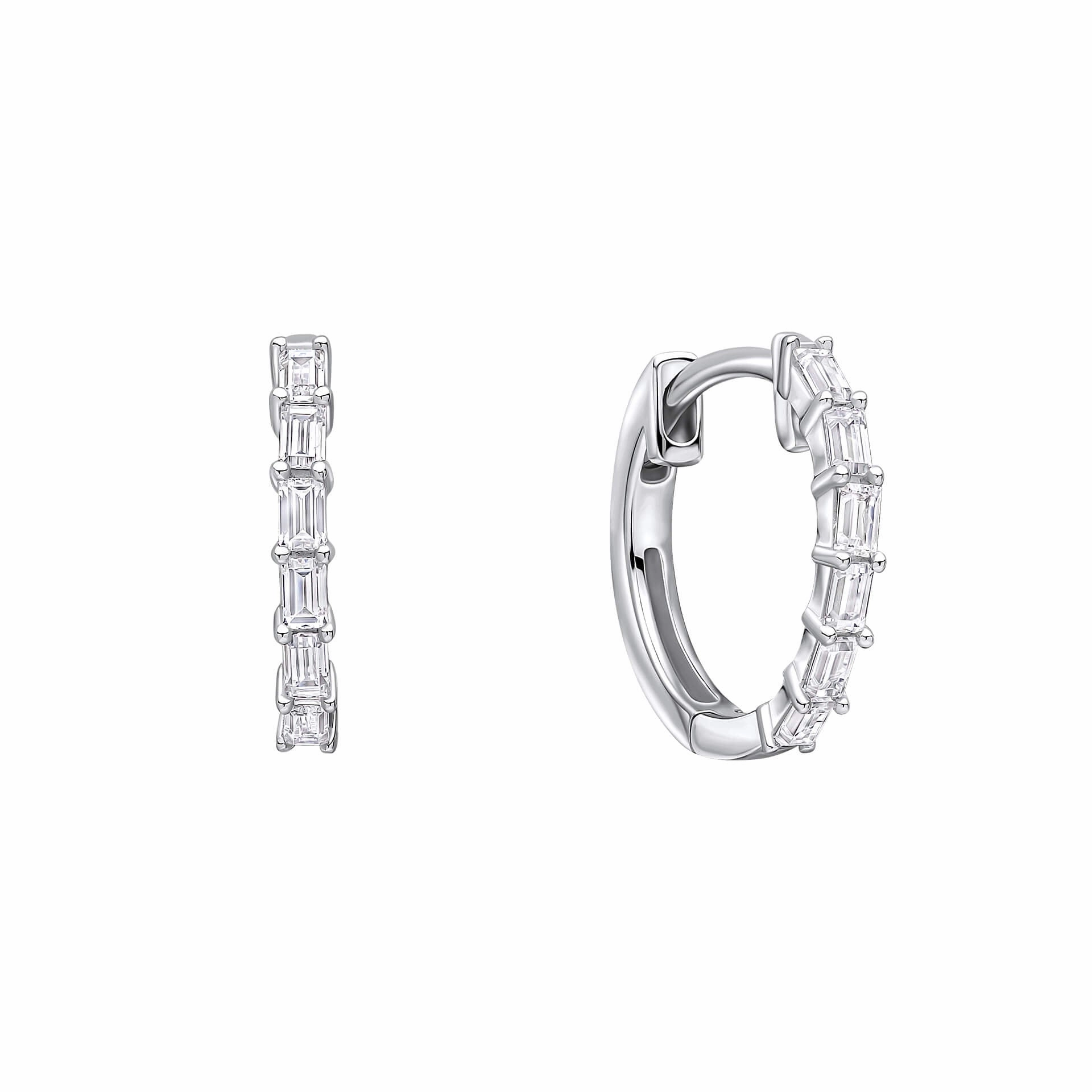 Diamonfire Baguette Cubic Zirconia Hoop Earrings E6598