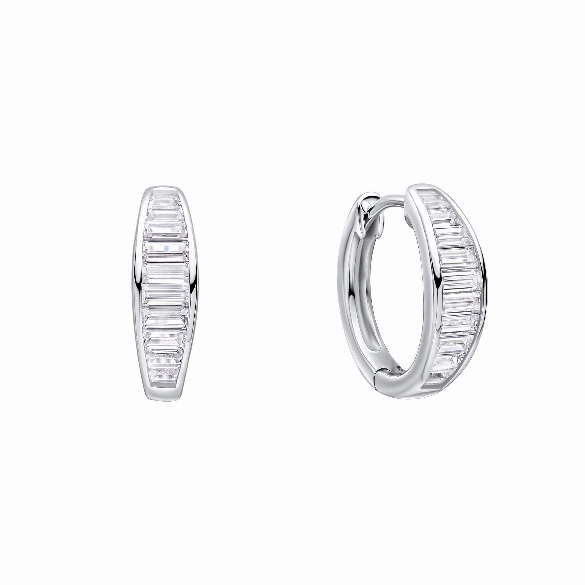 Diamonfire Channel Set Baguette Cubic Zirconia Hoop Earrings E6600
