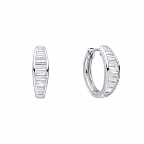 Diamonfire Channel Set Baguette Cubic Zirconia Hoop Earrings E6600