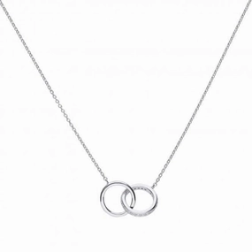 Diamonfire Collier Silver White Zirconia Two Meshing Rings Necklace N4235
