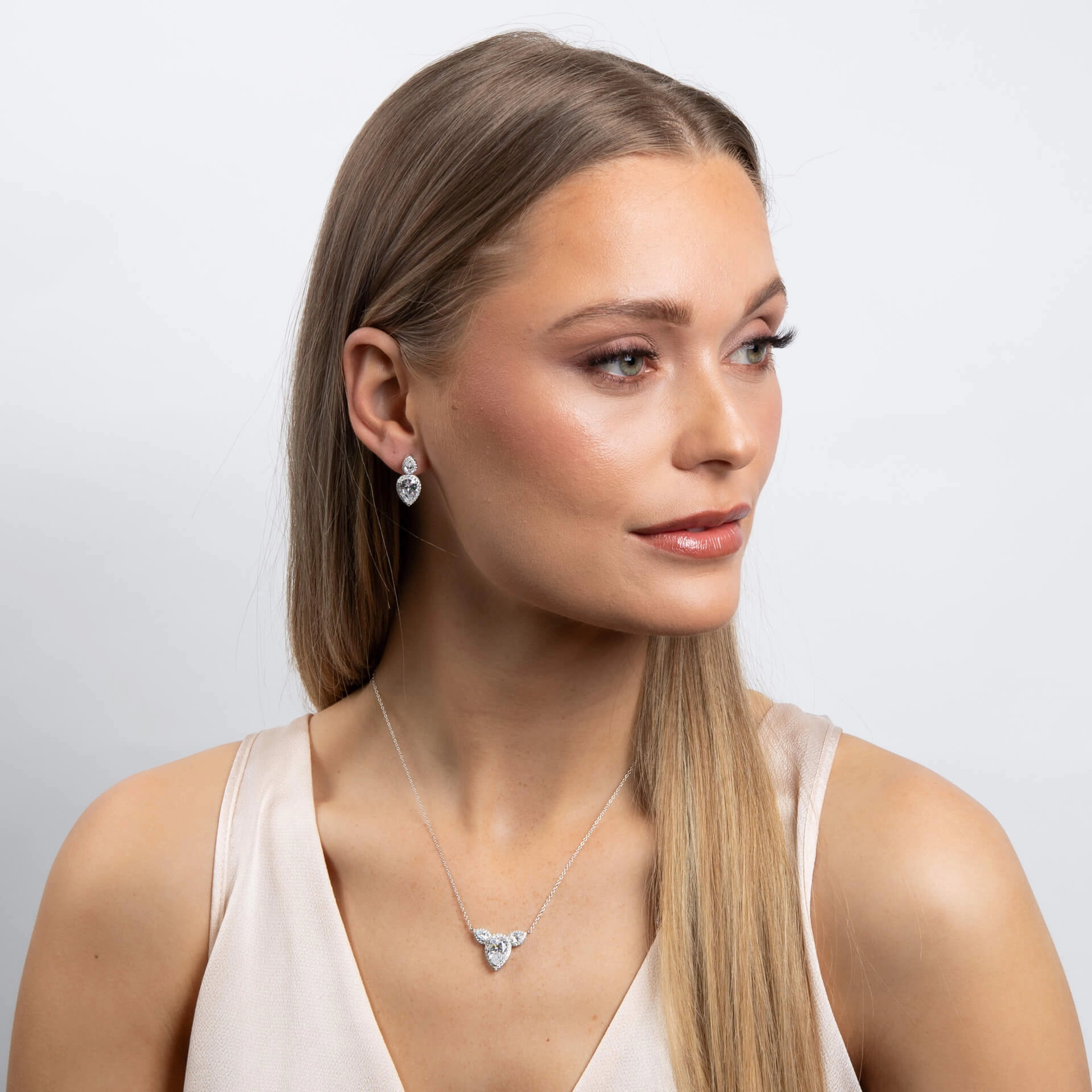 Diamonfire Cubic Zirconia Double Tear Drop Earrings E6596