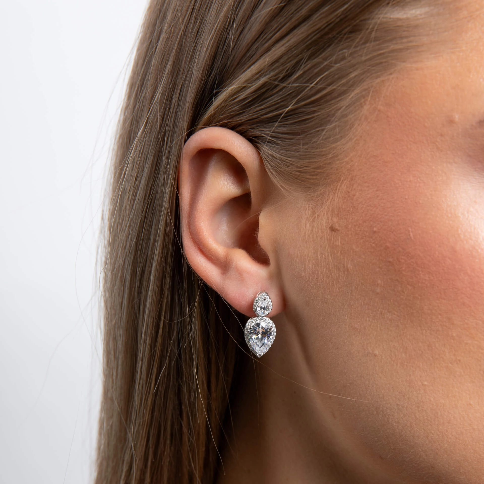 Diamonfire Cubic Zirconia Double Tear Drop Earrings E6596