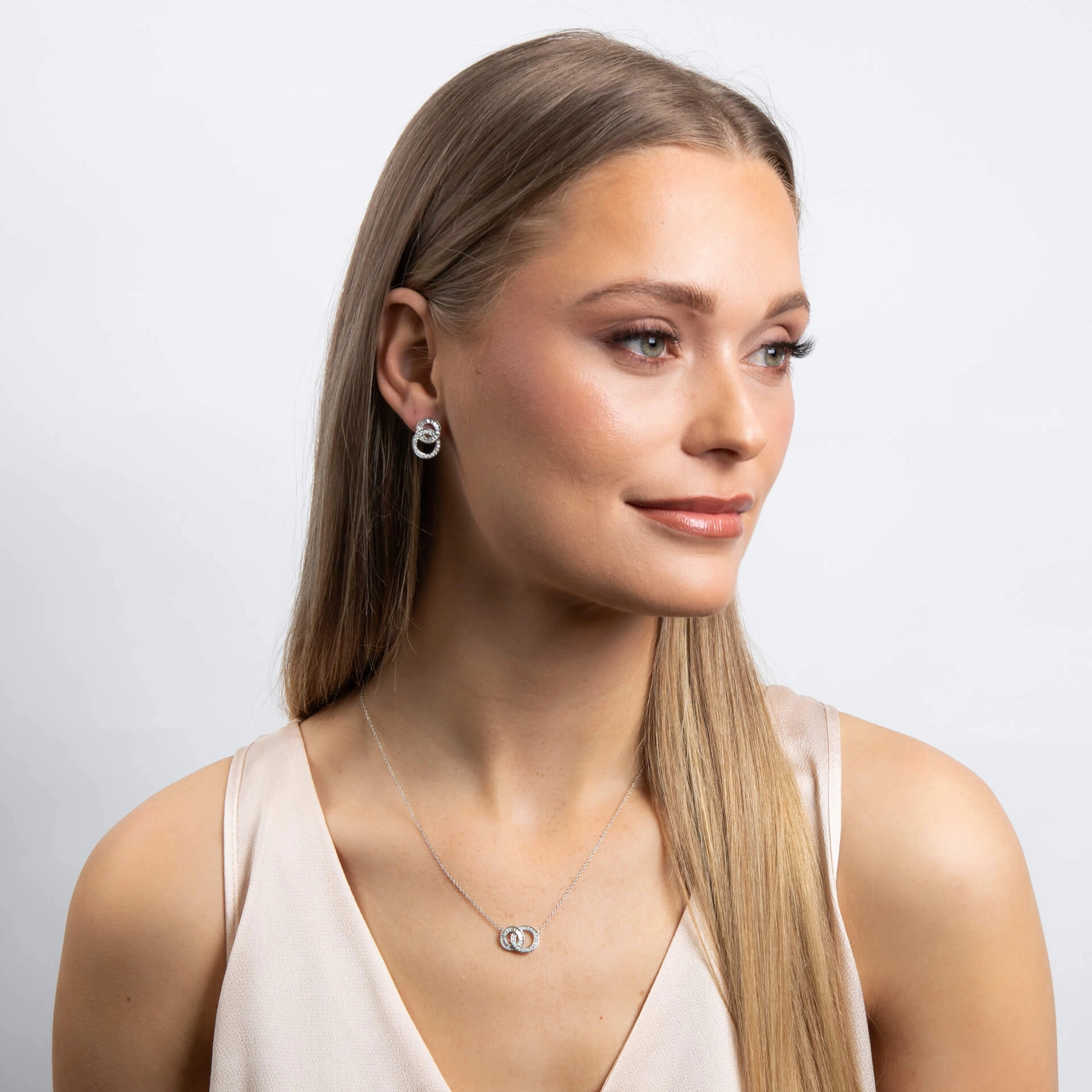 Diamonfire Cubic Zirconia Linked Circles Necklace N4662