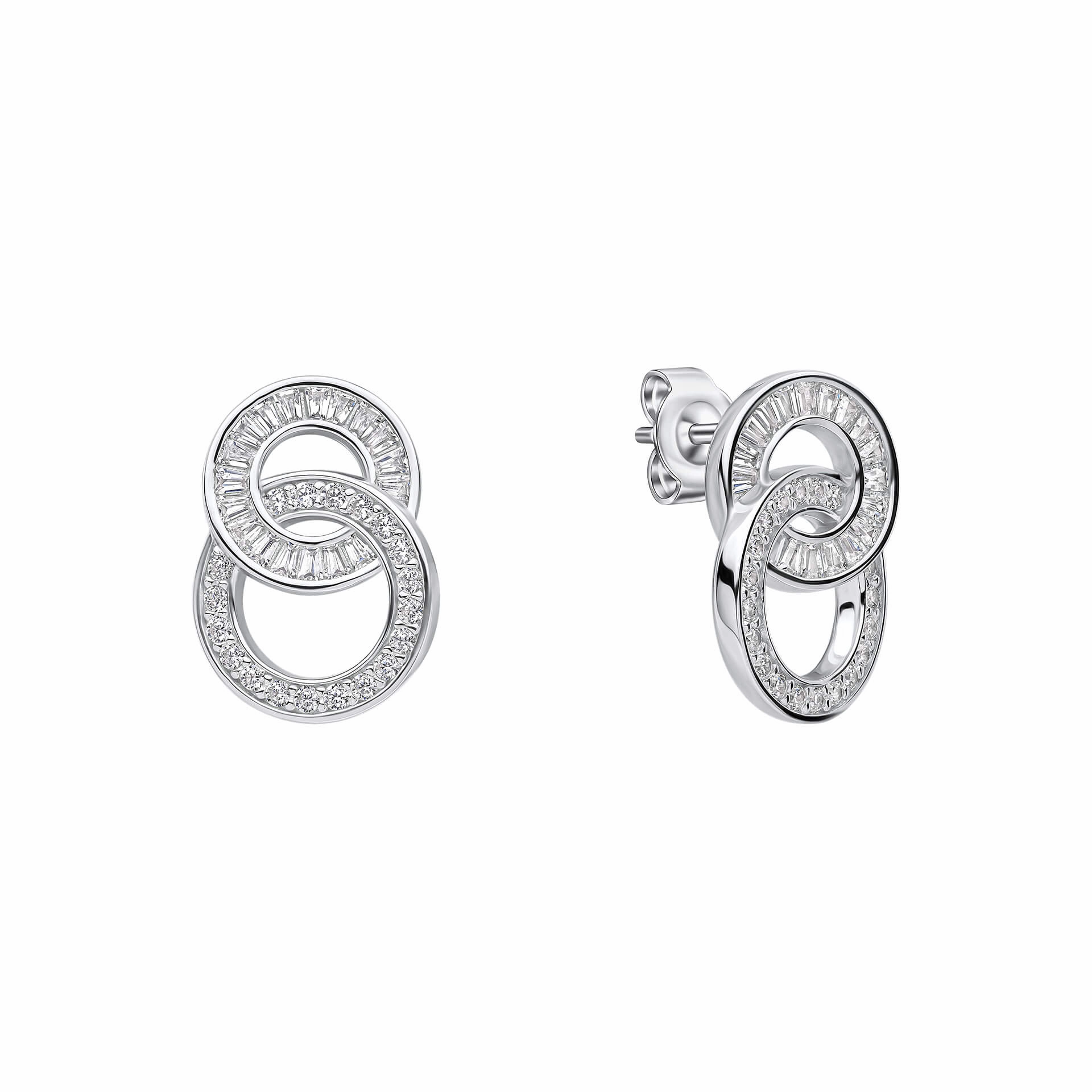 Diamonfire Cubic Zirconia Linked Circles Stud Earrings E6602